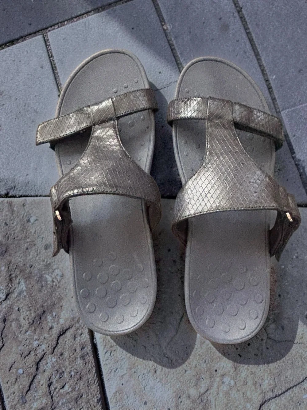Vionic Ellie Navy Adjustable Wedge Slide Sandals Orthotic Size 9
